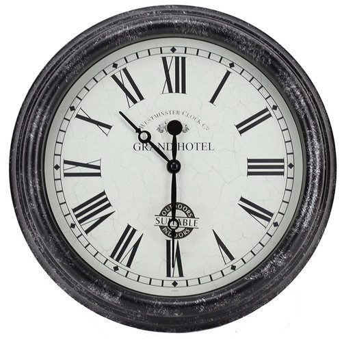 Biarritz Black & Grey 12″ Garden Wall Clock 5050642016919